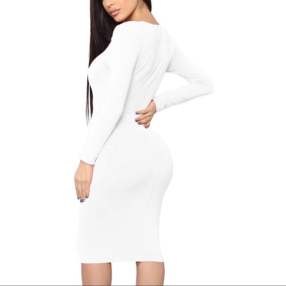 Sexy Bodycon Long Sleeve Round Neck Dress - Picture 3 of 6